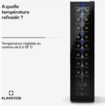 Klarstein Cave a Vin Caves à Vin de Conservation de 50L Porte en Verre Cave a Vins à Zone Unique Bar Int/Ext Frigo Vin Armoire a Vin Cave a Vin de Vieillissement Cave à Vin 18 Bouteilles Noir – Image 3