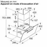 Hotte murale 80 cm Noir avec finition en verre, Noir DWK87FN60 – Image 2