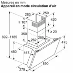 Hotte murale 90 cm Noir avec finition en verre, Noir DWK91LT60 – Image 3