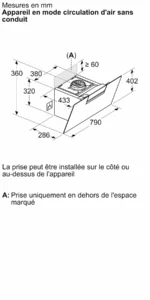 Hotte murale 80 cm Noir avec finition en verre, Noir DWK87FN60 – Image 4