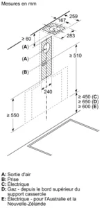 Hotte murale 80 cm Noir avec finition en verre, Noir – Image 2