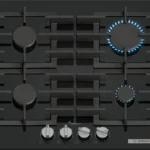 Table gaz 60 cm Verre trempé, Noir POP6B6K30