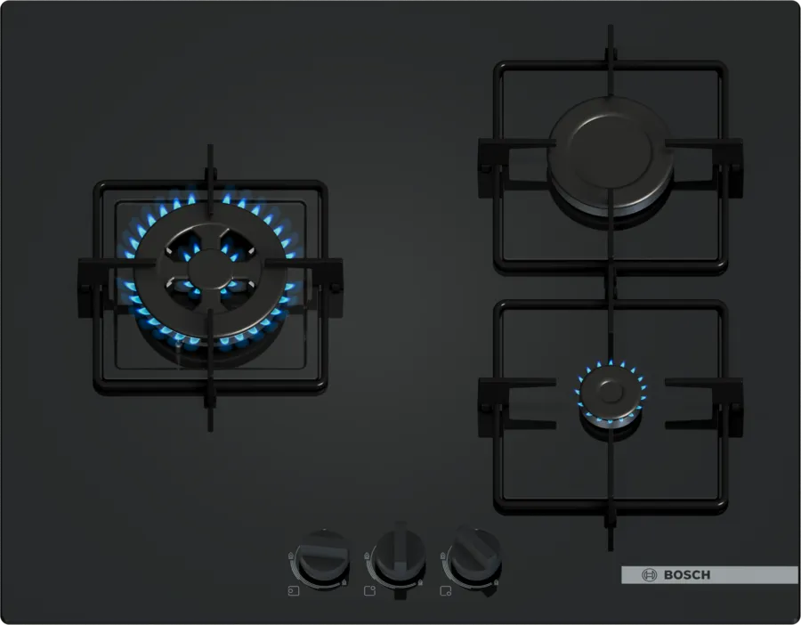 25733421_PNC6B6K30F_STP_def.webp Table gaz 60 cm Verre trempé, Noir PNC6B6K30 – Image 1
