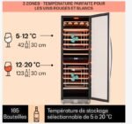 Klarstein Cave a Vin Encastrable, Caves à Vin de Conservation de 433L, Porte en Verre, Cave a Vins à Double Zone, Bar Int/Ext, Frigo Vin Bizone, Cave a Vin de Vieillissement, Cave à Vin 165 Bouteilles – Image 4