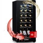 Klarstein Cave a Vin sur Pieds, Caves à Vin de 50L avec une Porte en Verre, Cave a Vins à Zone Unique, Bar Intérieur/Extérieur, Frigo vin, Cave a Vin de Vieillissement, Petite Cave à Vin 18 Bouteilles