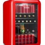 Klarstein PopLife Refroidisseur de boissons - mini-bar, réfrigérateur rétro, 0-10°C, seulement 39 dB, 115 L, écologique, porte à double vitrage, design rétro, rouge
