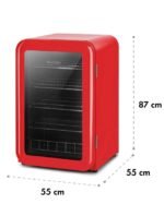 Klarstein PopLife Refroidisseur de boissons - mini-bar, réfrigérateur rétro, 0-10°C, seulement 39 dB, 115 L, écologique, porte à double vitrage, design rétro, rouge – Image 4