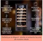 Klarstein Cave a Vin, Réfrigérateur à Vin avec Porte en Verre, Cave à Vin de Vieillissement, Zone Unique, Prosecco, Bière, Ecran Tactile, Réfrigérateur Bar, Frigo, Protection UV, 5-18°C, 31 Bouteilles – Image 3