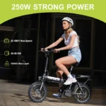 AVDLEU - Vélo Électrique Pliable - Roues 16" - Moteur 250W 25km/h - Batterie 36V 11.4Ah - Autonomie 40-80km (Mode ASSIST) - Noir – Image 2