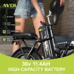 AVDLEU - Vélo Électrique Pliable - Roues 16" - Moteur 250W 25km/h - Batterie 36V 11.4Ah - Autonomie 40-80km (Mode ASSIST) - Noir – Image 5