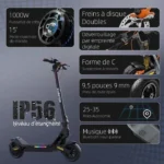 CUNFON RS500 Trottinette Électrique Charge 100KG 1000W Moteur Autonomie 40~55KM Déverrouillage par empreinte digitale – Image 5