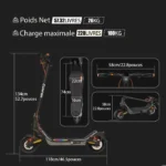 CUNFON RS500 Trottinette Électrique Charge 100KG 1000W Moteur Autonomie 40~55KM Déverrouillage par empreinte digitale – Image 6