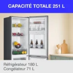 Réfrigérateur congélateur bas CONTINENTAL EDISON - 251L -Total No Frost(Sans givre) - Inox - L 54 cm x H 180 cm – Image 2