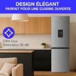 Réfrigérateur congélateur bas CONTINENTAL EDISON - 251L -Total No Frost(Sans givre) - Inox - L 54 cm x H 180 cm – Image 3