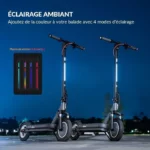 Trottinette électrique adulte Pliable-5TH WHEEL-Clignotants Lumières colorées-10''-Moteur 800W-45km-25km/h-CD15 – Image 2