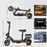 Trottinette Électrique Ruitoo M5 Pro 1200W，Autonomie 70-80KM, Avec Siège, 48V 20.8Ah, Noir – Image 6