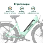 HILLMILES Milecity 1 - Vélo Électrique 26" - Moteur 250W - Batterie Amovible 36V 13Ah - Autonomie 100km - Shimano 7 vitesses, Vert – Image 6
