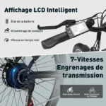Vélo électrique VAE - HITWAY - Noir - 28" - Batterie Amovible 250W 36V 13Ah - Shimano 7 Vitesses - VTT Électrique – Image 3
