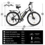 Vélo électrique VAE - HITWAY - Noir - 28" - Batterie Amovible 250W 36V 13Ah - Shimano 7 Vitesses - VTT Électrique – Image 5