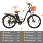 TTGO Vélo Électrique 26" VAE - Moteur 250W Batterie Amovible 36V/14.5Ah - Autonomie 75km - Shimano 6 vitesses,Frein à disque,Blanc – Image 2