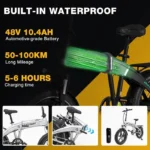 HITWAY Vélo électrique VAE BK36 Pliable 250W - Batterie Amovible 48V10,4Ah - 7 Vitesses - Noir – Image 2