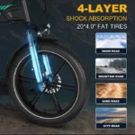 HITWAY Vélo électrique VAE BK36 Pliable 250W - Batterie Amovible 48V10,4Ah - 7 Vitesses - Noir – Image 3