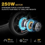 HITWAY Vélo électrique VAE BK36 Pliable 250W - Batterie Amovible 48V10,4Ah - 7 Vitesses - Noir – Image 6