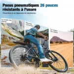 Vélo Électrique VTT EB3-26 Pouces-250W-36V10.4Ah-Vitesse maximale 32 km/h-Autonomie 100Km-5 Vitesses-Batterie Amovible – Image 5