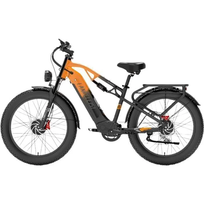 1-1 (1) Vélo électrique LANKELEISI MG800 MAX Autonomie 120km Moteur 1000W Batterie 48V20Ah Amortisseur avant 26 pouces VTT Fat bike Orange – Image 1