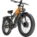 Vélo électrique LANKELEISI MG800 MAX Autonomie 120km Moteur 1000W Batterie 48V20Ah Amortisseur avant 26 pouces VTT Fat bike Orange – Image 3