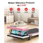Inclinaison 0-7° - Tapis de course Pliant BIGZZIA, tapis de march silencieux 2.5 HP - 1-8 km/h,Charge max 130kg, Walking Pad Rose – Image 4