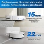ECOVACS Aspirateur Robot DEEBOT X5 Omni, Robot Aspirateur Laveur avec Station, 12800Pa, ZeroTangle, Nettoyage Humide adaptatif TruEdge, Lavage à l’eau Chaude à 70°C, Levage des Patins de 15mm, Blanc – Image 4