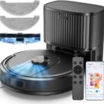 Vexilar Robot Aspirateur Laveur 5000Pa,Cleanova W11 Aspirateur avec Vidange Automatique Poussière,Navigation LiDAR avec Cartographie,180min,Connecté par Alexa/APP,Idéal pour Tapis Poils d’animaux