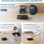 ECOVACS T30S Combo Complete Robot Aspirateur Laveur avec Station Tout-en-Un, Brosse ZeroTangle, Aspiration 11000 Pa, Auto-Levage et Nettoyage de Serpillière à 70℃, Nettoyage Adaptatif des Bords, Noir – Image 8