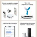 ECOVACS T50 Omni Aspirateur Robot avec Station, Puissance 15000Pa, Brosse latérale et serpillière Extensibles, ZeroTangle 2.0, AIVI 3D 2.0, Lavage à l’eau Chaude 75℃, Ultra-Mince 81 mm, Blanc – Image 10