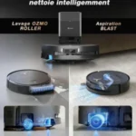 ECOVACS DEEBOT X9 PRO OMNI Robot Aspirateur Laveur, Aspirateur Robot 16600Pa, Ultra-fin, Technologie BLAST, Auto-nettoyage instantané OZMO ROLLER, ZeroTangle3.0, TruEdge2.0, Lavage à l’eau chaude,Noir – Image 2