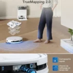 ECOVACS T50 Omni Aspirateur Robot avec Station, Puissance 15000Pa, Brosse latérale et serpillière Extensibles, ZeroTangle 2.0, AIVI 3D 2.0, Lavage à l’eau Chaude 75℃, Ultra-Mince 81 mm, Blanc – Image 9