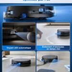 ECOVACS DEEBOT X9 PRO OMNI Robot Aspirateur Laveur, Aspirateur Robot 16600Pa, Ultra-fin, Technologie BLAST, Auto-nettoyage instantané OZMO ROLLER, ZeroTangle3.0, TruEdge2.0, Lavage à l’eau chaude,Noir – Image 8