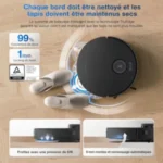 ECOVACS T30S Combo Complete Robot Aspirateur Laveur avec Station Tout-en-Un, Brosse ZeroTangle, Aspiration 11000 Pa, Auto-Levage et Nettoyage de Serpillière à 70℃, Nettoyage Adaptatif des Bords, Noir – Image 4
