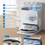 ECOVACS T50 Omni Aspirateur Robot avec Station, Puissance 15000Pa, Brosse latérale et serpillière Extensibles, ZeroTangle 2.0, AIVI 3D 2.0, Lavage à l’eau Chaude 75℃, Ultra-Mince 81 mm, Blanc – Image 5