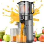 AMZCHEF Extracteur de jus Sans Préparation, Extracteur Jus Lent 135mm 1,8 L, Slow Juicer 250W sans BPA, Gris
