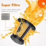 AMZCHEF Extracteur de Jus de Fruits et Légumes Sans BPA Slow Juicer Presse à Froid Machine,Noir – Image 3