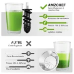 AMZCHEF Extracteur de Jus de Fruits et Légumes Sans BPA Slow Juicer Presse à Froid Machine,Noir – Image 5