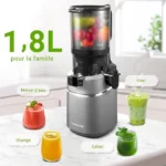 AMZCHEF Extracteur de Jus Puissant pour Fruits Entiers Goulotte Large 135mm Pression à Froid 250W Capacité 1.8L Gris – Image 5