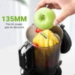 AMZCHEF Extracteur de jus Sans Préparation, Extracteur Jus Lent 135mm 1,8 L, Slow Juicer 250W sans BPA, Noir – Image 6