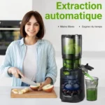 AMZCHEF Extracteur de jus Sans Préparation, Extracteur Jus Lent 135mm 1,8 L, Slow Juicer 250W sans BPA, Noir – Image 4