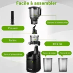 AMZCHEF Extracteur de Jus lent, Ouverture de 135 mm et Capacité de 1.8 L Extracteur de Jus de Fruits et Légumes Entiers, 250 W – Image 4