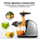 AMZCHEF- Gris - Extracteur de Jus de Fruits et Légumes - Presses-agrumes à Froid sans BPA – Image 3