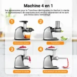 AMZCHEF- Gris - Extracteur de Jus de Fruits et Légumes - Presses-agrumes à Froid sans BPA – Image 2