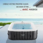 AREBOS Spa Gonflable | pour l'intérieur et l'extérieur | pour 6 Personnes | 185x185cm | 130 Jets de Massage | 910 litres – Image 2